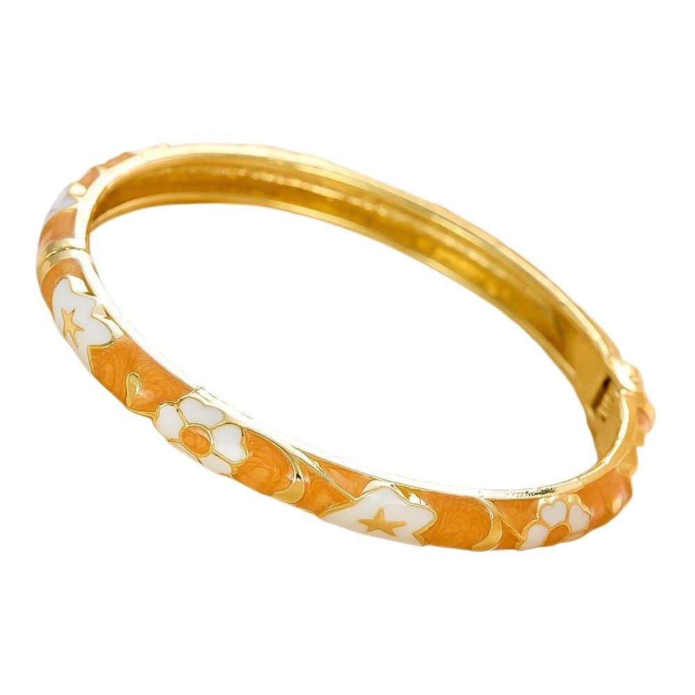 Floral Colorful Flower Bangle Traditional Women's Hand Bracelet Vintage Cloisonne Bangle  Ladies