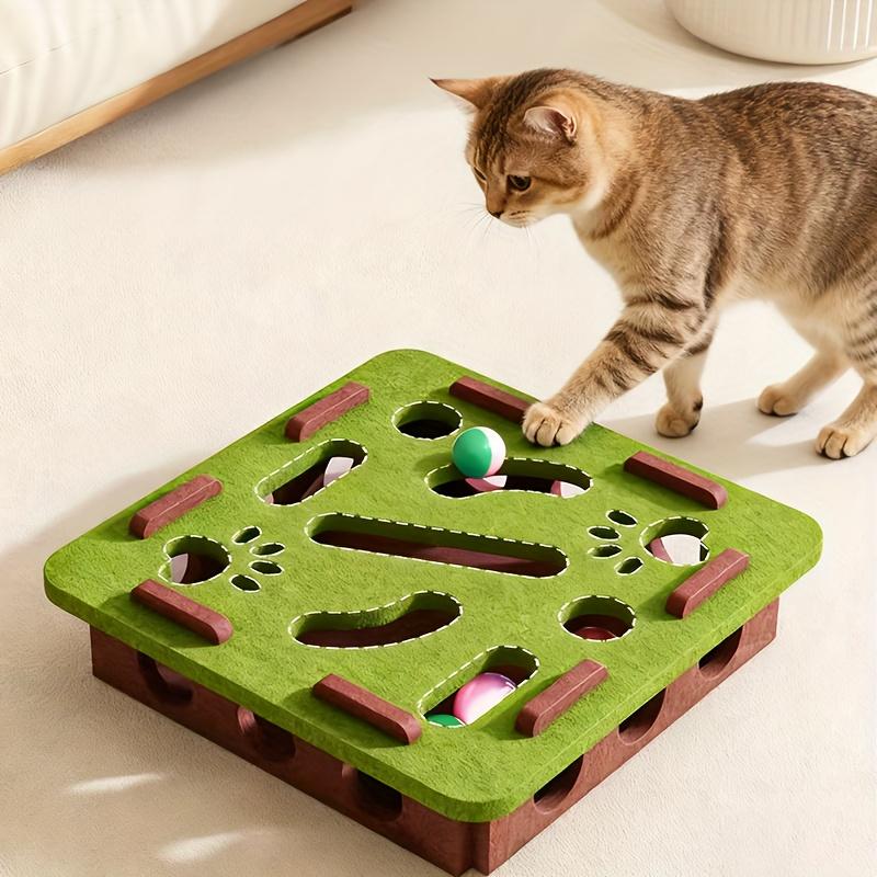 Interactive Cat Scratching Toy, Felt Cat Activity Center with Bell, Claw Grinding & Play Toy for Kittens and Adult Cats, Battery-Free