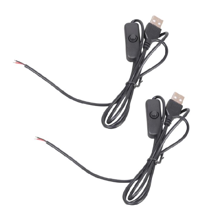 2 Pin Bare Wire USB Power Cord 22AWG Tinned Tip with Switches 5V/1A Support Cable Power Line Plastic Texture for Repair