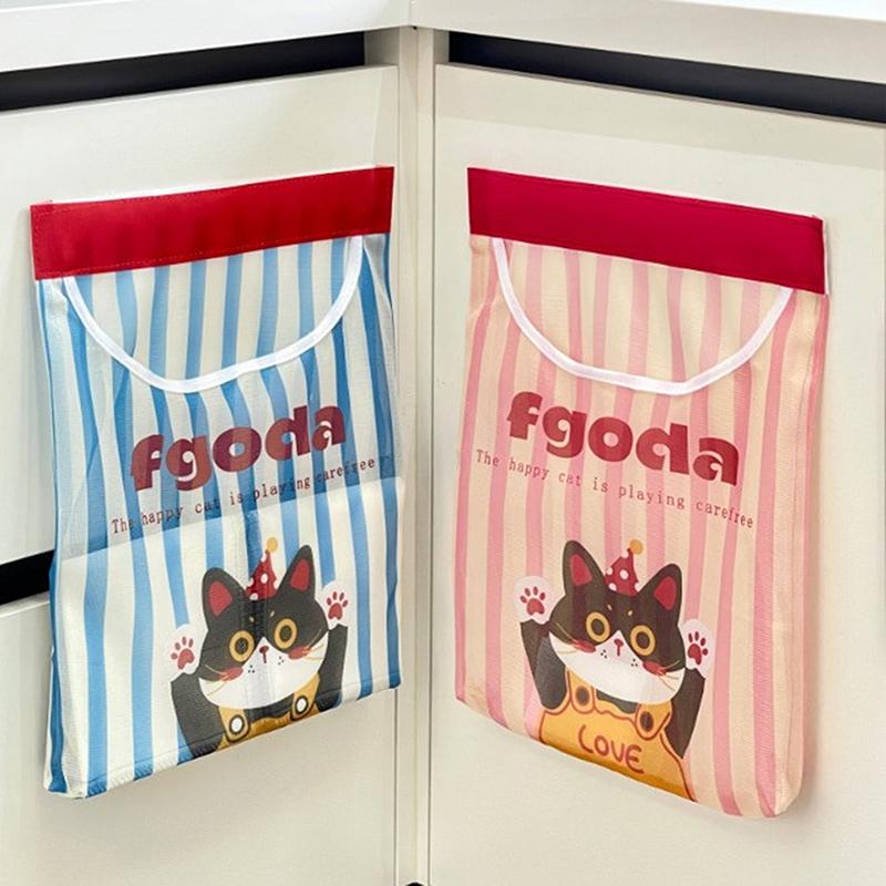 Wall Mounted Large Capacity Storage Bag Kitchen Garbage Bag Clutter Organizer Velcro Storage Pocket Multi-Purpose High Elastic