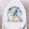 Sticker Carreau Mural Créatif Éléphant Fusée Montgolfière Hippopotame Imperméable Auto-adhésif pour Décoration de Salle de Bain Couvercle de Toilette