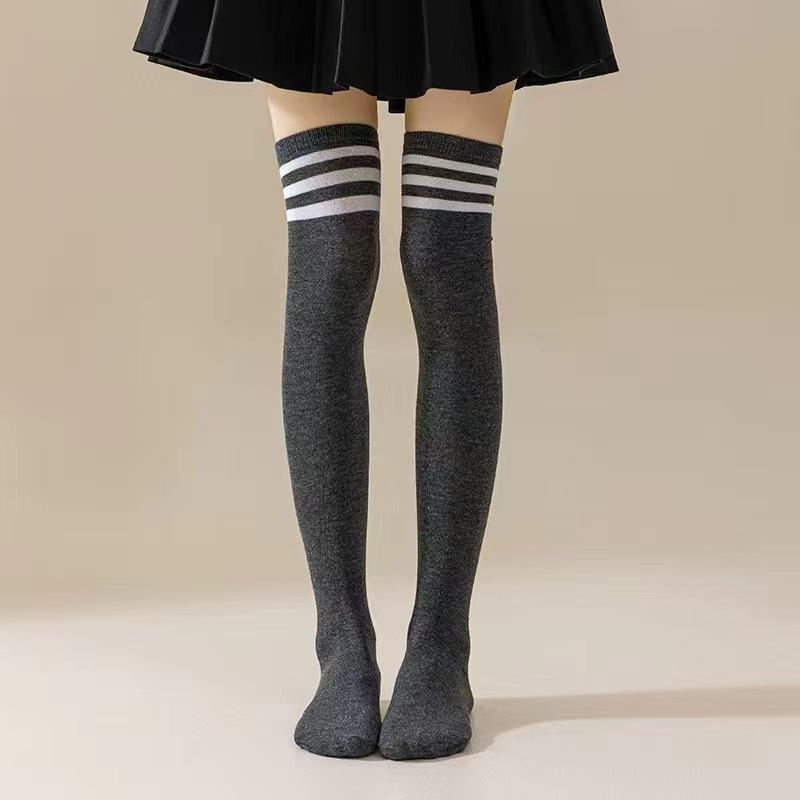Thigh High Socks For Women Goth Cute Kawaii Striped Over The Knee Socks Cotton Long Tall Knee High Stockings