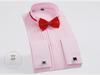 Swallowtail White Men's Stand Collar Long Sleeve Performance Dress Shirt