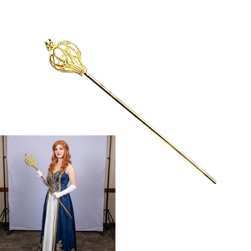 Elegant Gold Cosplay Scepter With Sparkling Rhinestones For Stage Performances And Costume Parties Gathering Dressingup