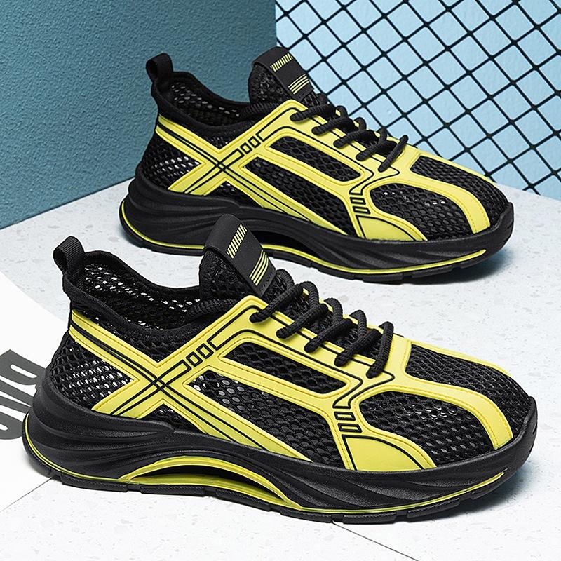 Men's Shoes Hollow Breathable Mesh Shoes Outdoor Casual Sports Shoes Men's Summer Height-increasing Thick-soled Trendy Shoes