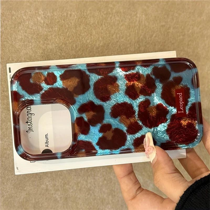 Simple Fashion Smudge Leopard Print Phone Case For iPhone 17 16 15 Pro Max 14 13 12 11 Xr XsMax Mini Air 78 Plus Y2K Laser Paper