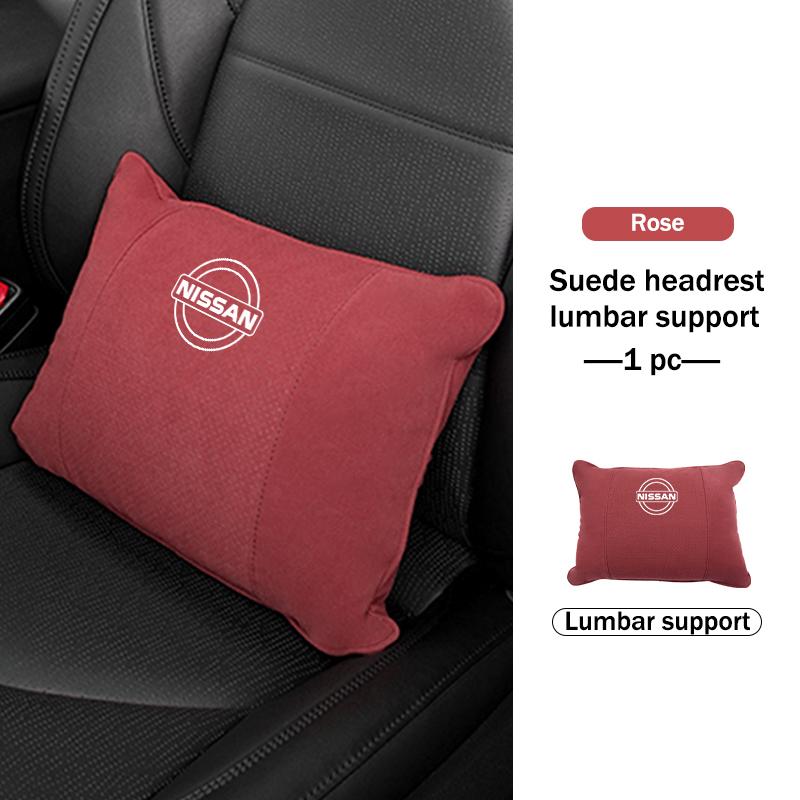 Car Seat Headrest Neck Support Lumbar Pillow Suede Decoration For Nissan Navara Almera Sentra Rogue Pathfinder Sylphy Leaf