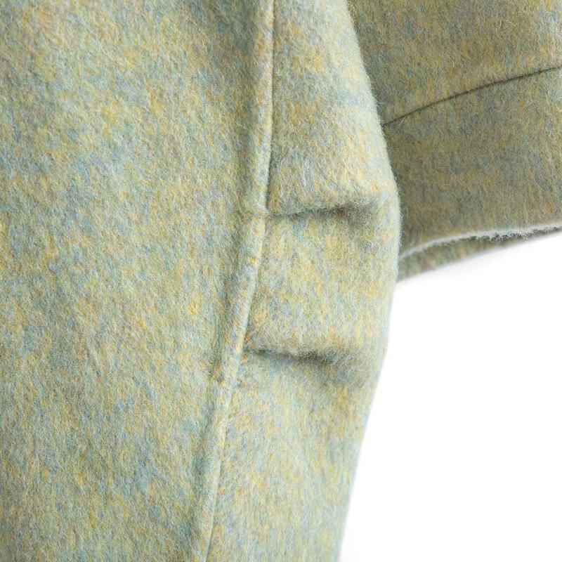 SILUBAI SHE Women's Round Neck Single-Breasted Wool Blend Double-Faced Coat