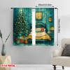 2pcs,2D plane printing Print Curtains Christmas Bedroom Cozy Holiday Scene (3) Versatile 100% Polyester (without rod) Festive