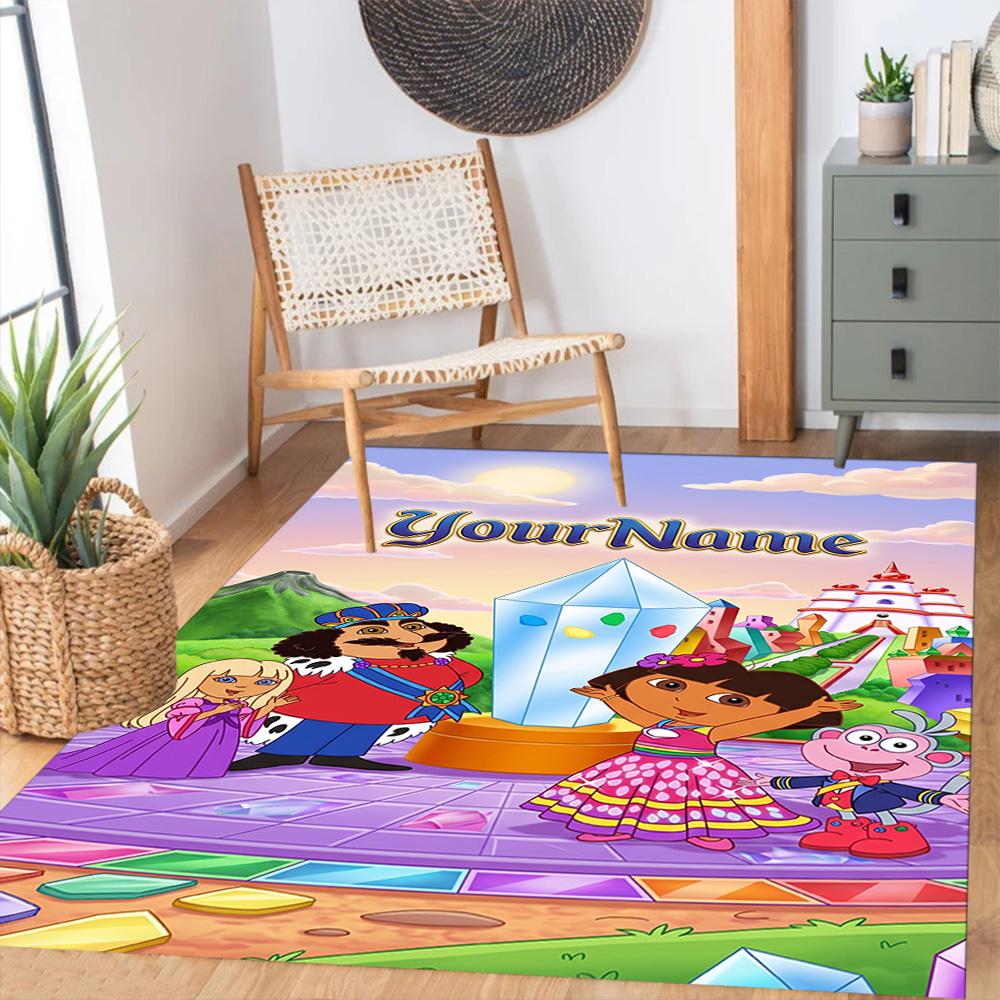 Dora Explorer Customizable Name Area Rug Design for Playrooms Balcony Bedrooms Hallway Antislip Carpet Office home decor Best for Christmas