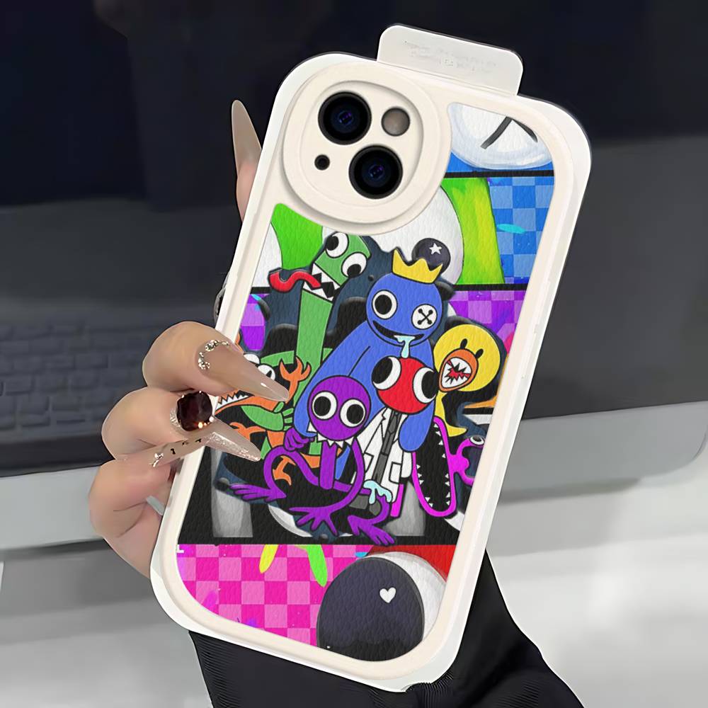 

Cartoon R-Rainbow Friends For IPhone 16 15 14 13 12 11 Pro Max Plus Leather Phone Case 11 pro max