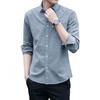 Schlankes Oxford-Hemd im koreanischen Stil für Herren mit langen Ärmeln für Frühling und Herbst