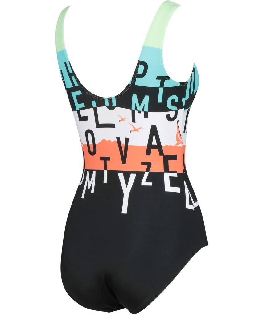 Wacoal Swimwear SWO521 Slender Body Covers Areas of the Body and Fits up to Size Plus Size Fitness Size 9 Women's Full-Shape Swimsuit, Line, (Tummy,