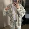 Pulover cu glugă Femei Tendință de toamnă Larg Dungi Fermoar Casual Jachetă pulover Cardigan Top