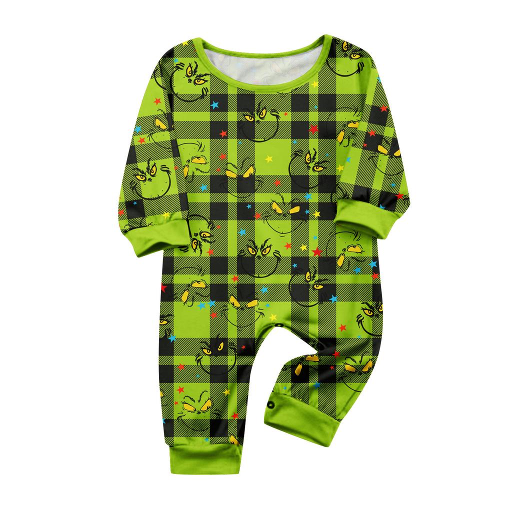 Family Matching Christmas Print Pajama Set Long Sleeve Round Neck Top and Pants Loungewear