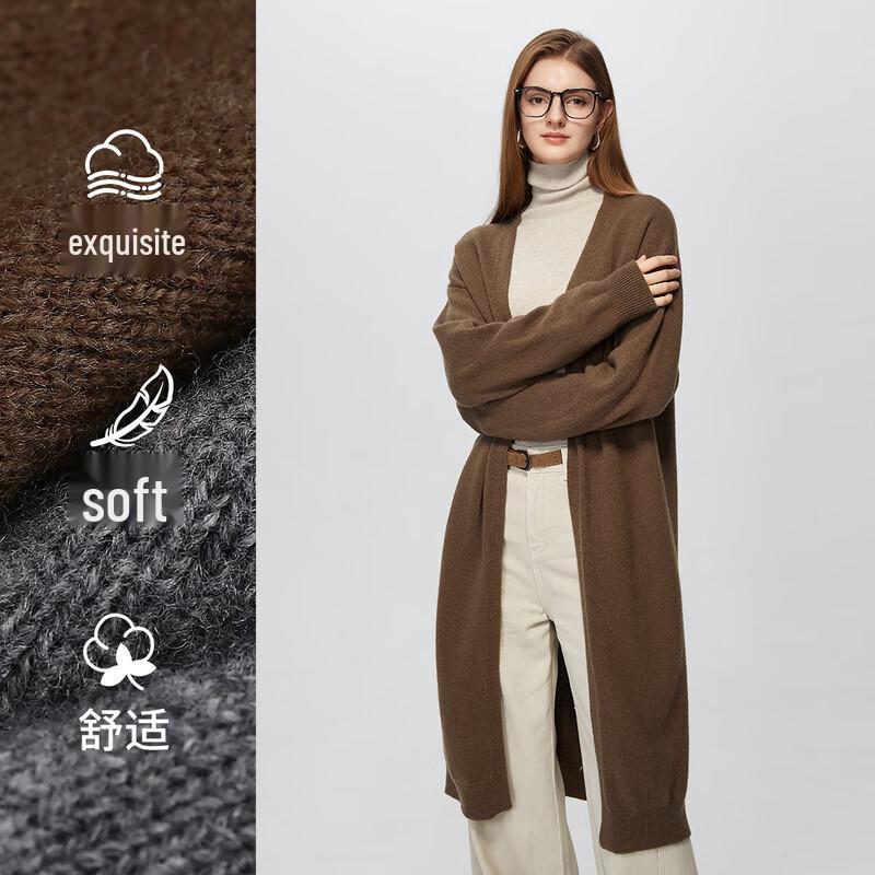 Women's Winter Mid-Length V-Neck Wool Sweater Cardigan