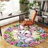 1pc Rabbit Flowers Round Chair Mat Office Area Rug - Non-Slip, Floor Mat for Office, Bedroom, Ideal Home Decor Gift C0112075