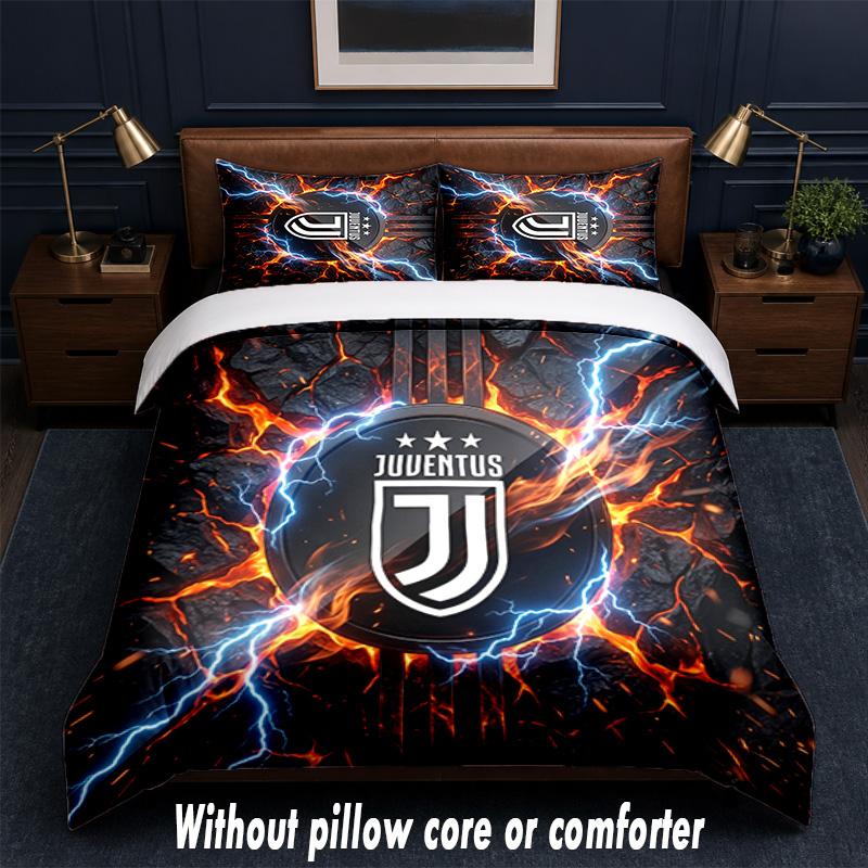Set Biancheria da Letto Juventus FC Design 1 Copripiumino + 2 Federe Morbido Traspirante Biancheria da Letto per la Casa