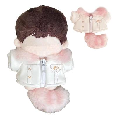 Flauschige Lederjacke mit Schwanz (10 cm) Weißes Plüschtier [Gebraucht]
