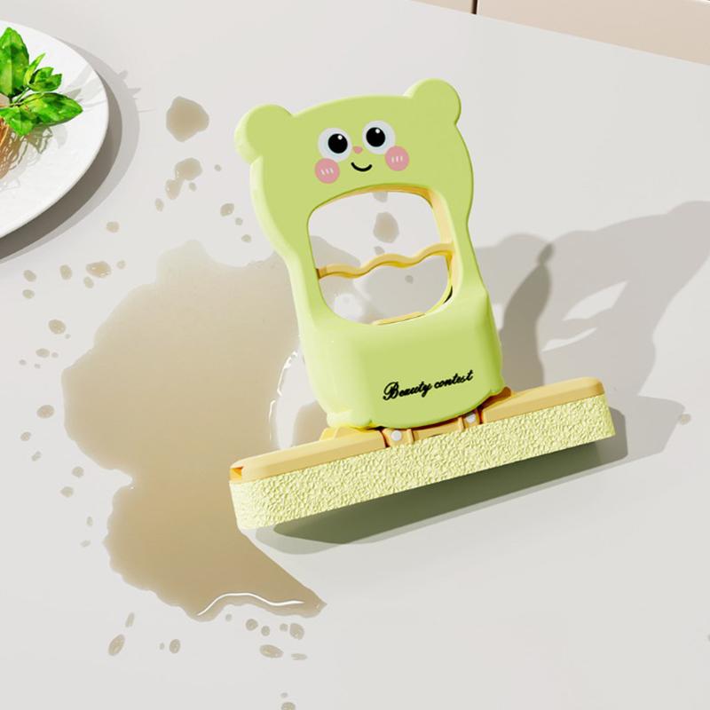 Mini Mocio Pieghevole da Scrivania Uso Umido Secco Su Scrivania Resistente Mop Piccoli Pigri Orso Cartone Animato Strumento per Pulire Tavoli