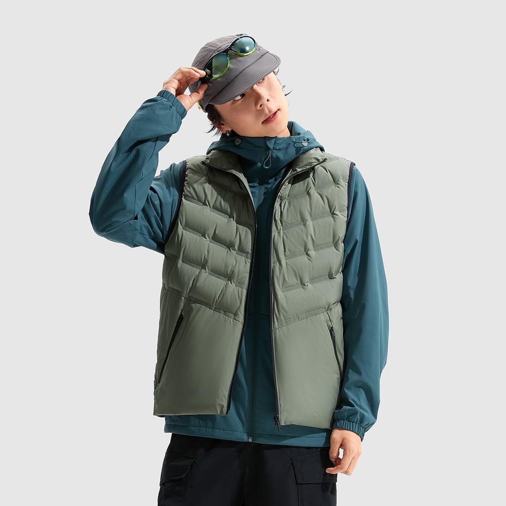 Li Ning Hot Pot Down Jacket Series Water-Resistant Casual Versatile Cold-Resistant Comfortable Solid Color Stand Collar Down Vest Winter AMRU041-3