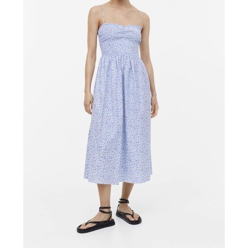 Export Single Cross-Border H Lady Sling Casual Exquisite Print Large Swing Cotton Elegance Date Dress Women