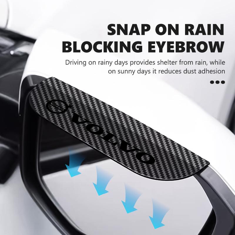 Bjz9 2PCS Car Rearview Carbon Fiber Mirror Rain Eyebrow Covers For Volvo V60 V50 V40 S80 S60 S90 C40 XC40 V70 XC70 XC60 XC90
