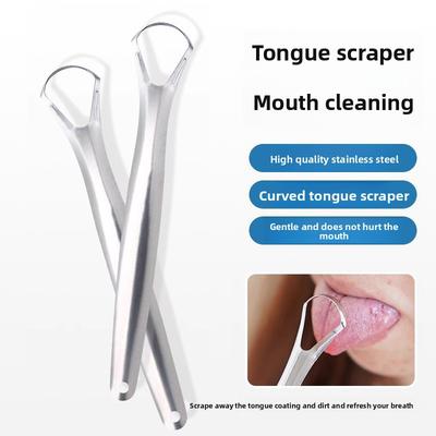 New Portable Tongue Coating Cleaning Brush Stainless Steel Tongue Scraper Deodorant Artifact Cleaning Tongue Coating Oral Tools