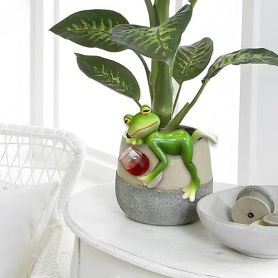 Cute Flower Pot Accessories Miniature Frog Figurines Planter Decor, Resin Frog Statue Garden Aesthetic Plant Decorations for Patio,Yard,Lawn Ornament