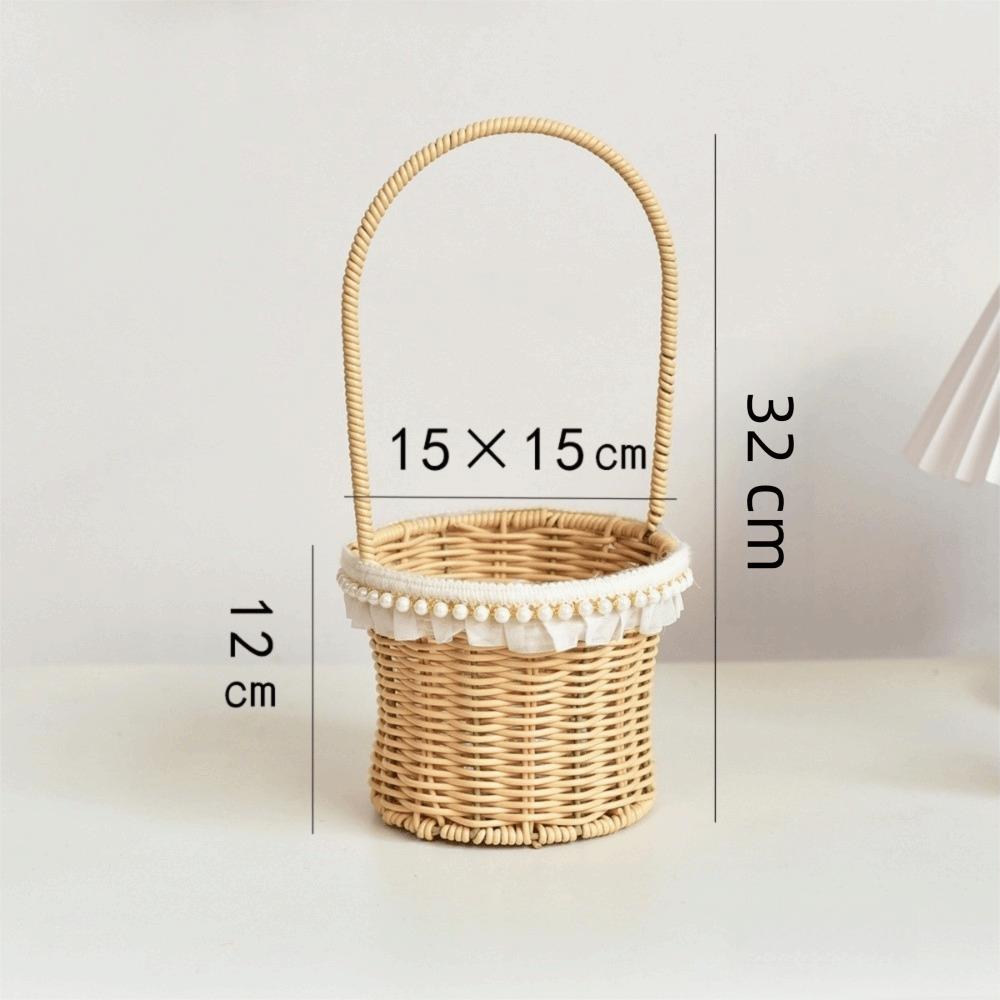 4 Styles Rattan Flower Basket Decorative Picnic Weaving Basket Wedding
