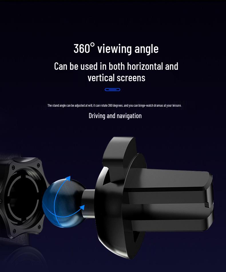 Magic Clip D7: Smart Car Phone Holder with Metal Induction and Auto-Clamp Air Vent Mount for Navigation