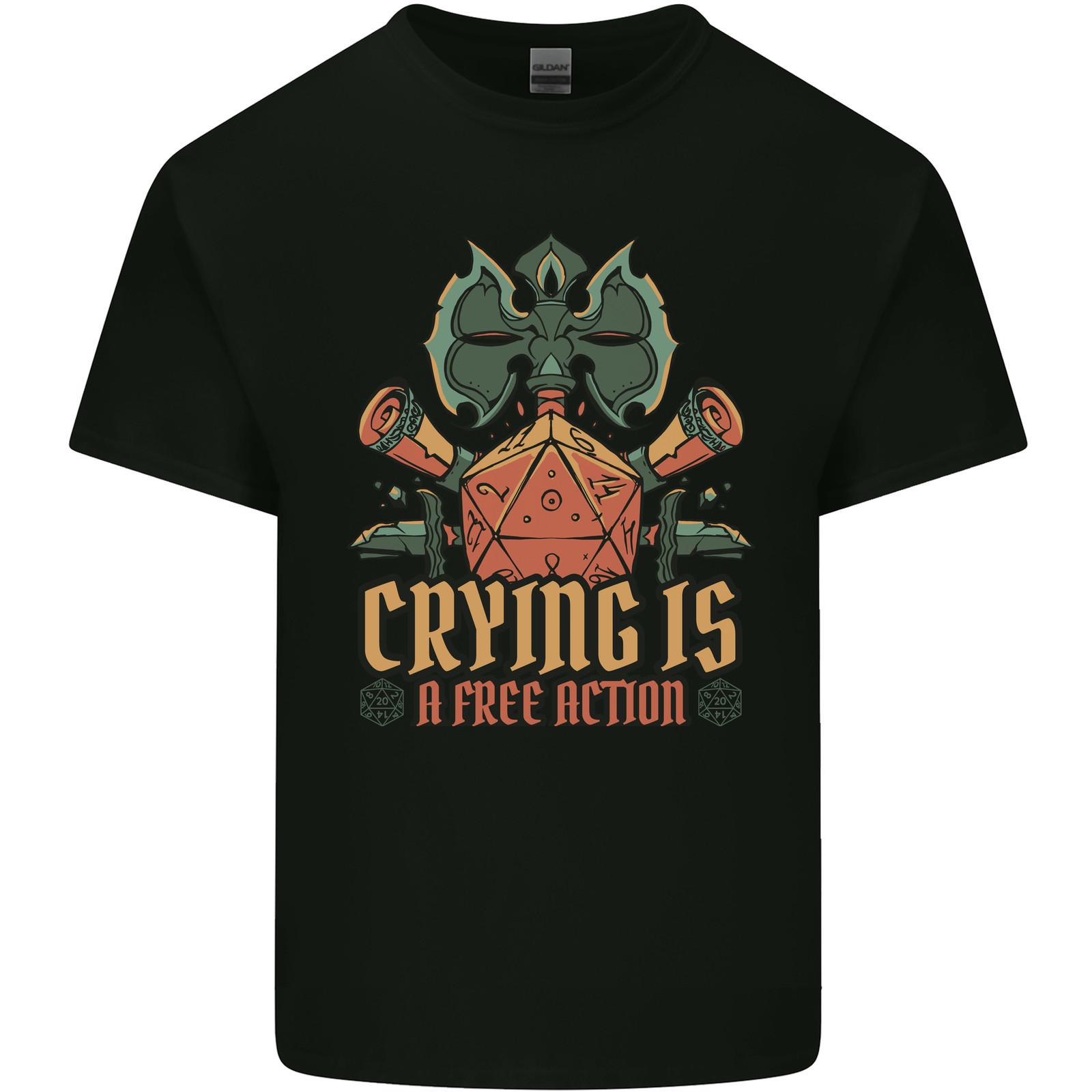 Playing Games RPG Role Crying Free Action Mens Light Cotton T-Shirt Mens Womens Tees Top XL