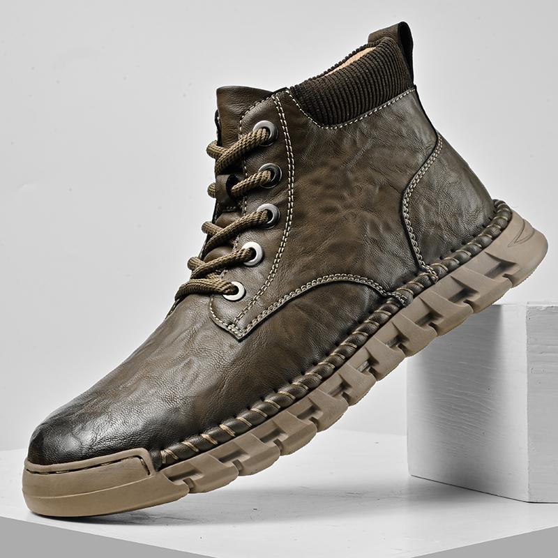 Handmade Men Boots Ankle Winter Leather Shoes Autumn Outdoor Hiking Boots Sneakers  High Top Footwear Anti Slip