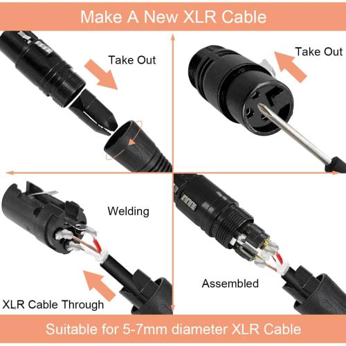 Xiatiaosann 10-Piece Pack of 3-Pin XLR Solder Connectors, Female Microphone Cable Connector Sockets and Plugs for Connecting Amplifiers and Mixers, Hi