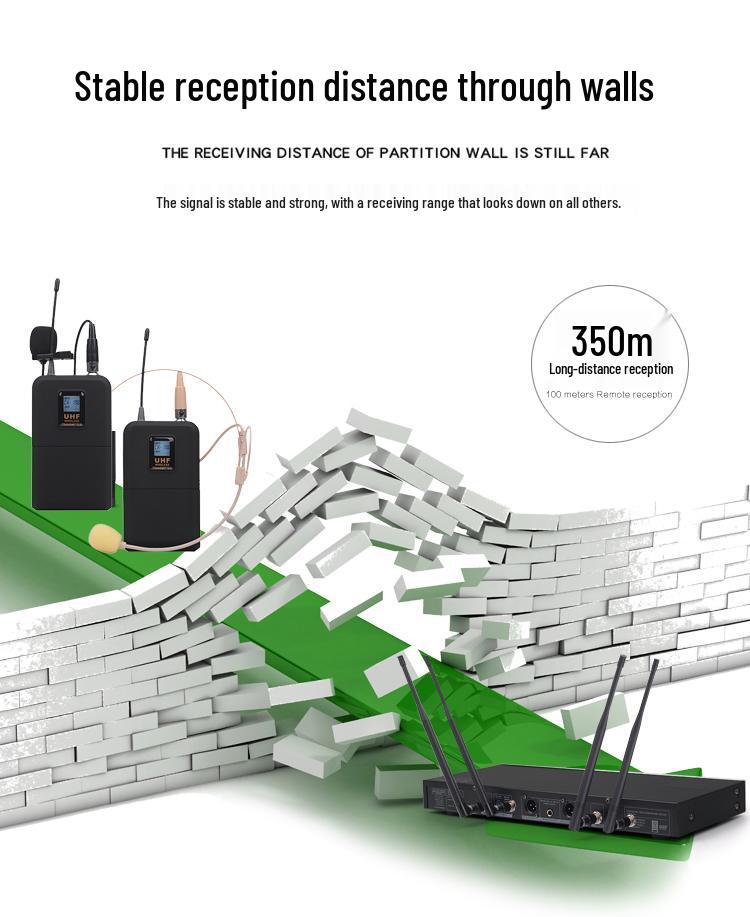 Wireless Diversity Microphone Set: Dual Ear-Mic & Quad Lavalier for Professional Stage Use, Free Shipping