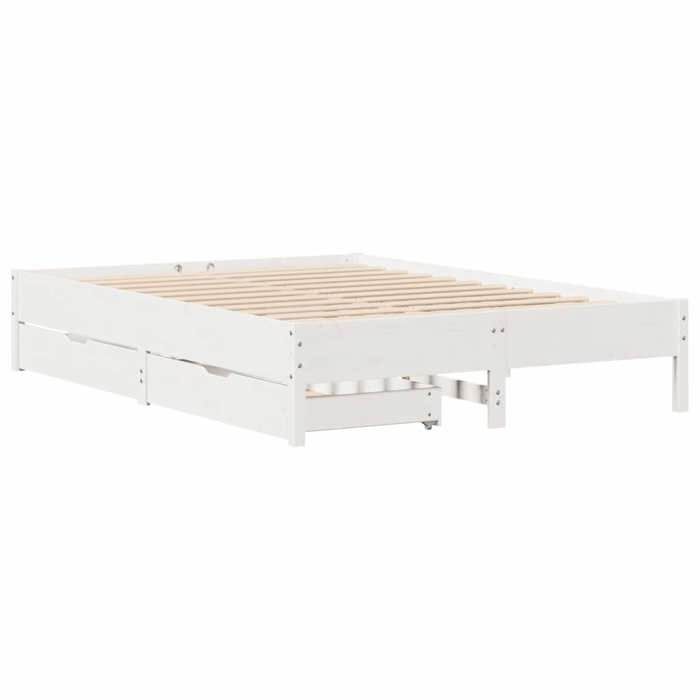 VidaXL Bed Frames White 120x200 Cm Solid Pine Wood, Bedroom Furniture, Bed Base, Wooden Bed, Bed, Double Bed, 3301714