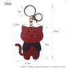 [byDream] Genuine Leather Cat Keychain, Perfect for Cat Lovers, Bag Charm, 8cm Cat, 3-Section Large Cat Pattern, Cowhide Leather, Gift, Gift (Pink)