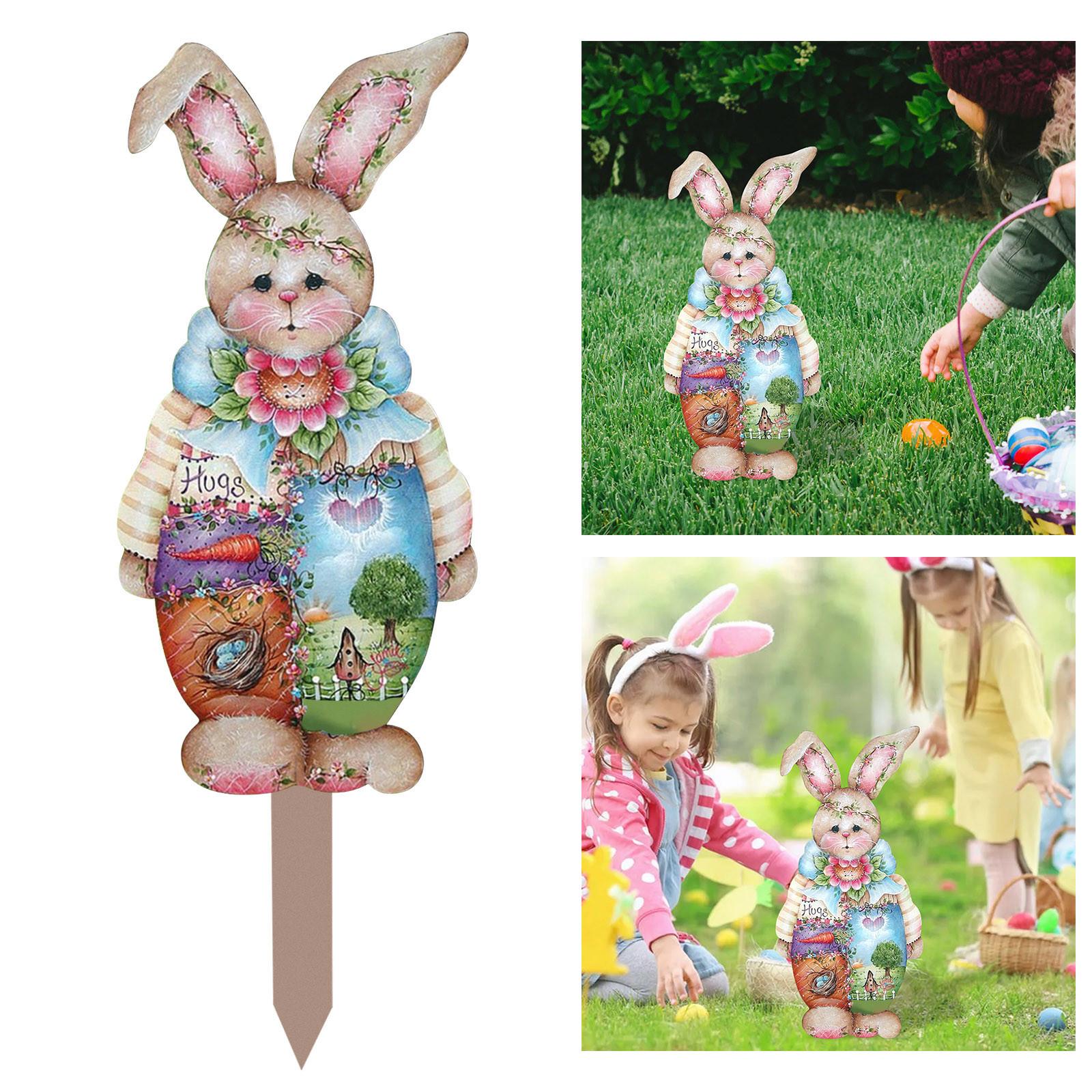 

Metal Easter Bunny Garden Stake Decorative Yard Sign Spring Decor Outdoor Iron Easter Stakes A