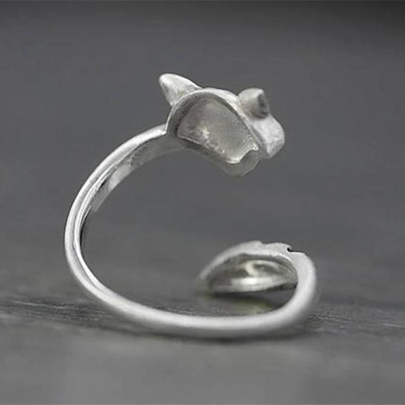Wasbeer Open Ring Dames Schattige Vossenstaart Dierenring Sieraden