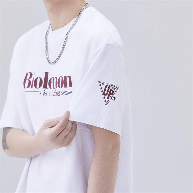 New Summer Short-sleeved Men s T-padded Pure Cotton Heavy Loose Shoulder-down Round Neck T-shirt Short-sleeved M белый 4798₽
