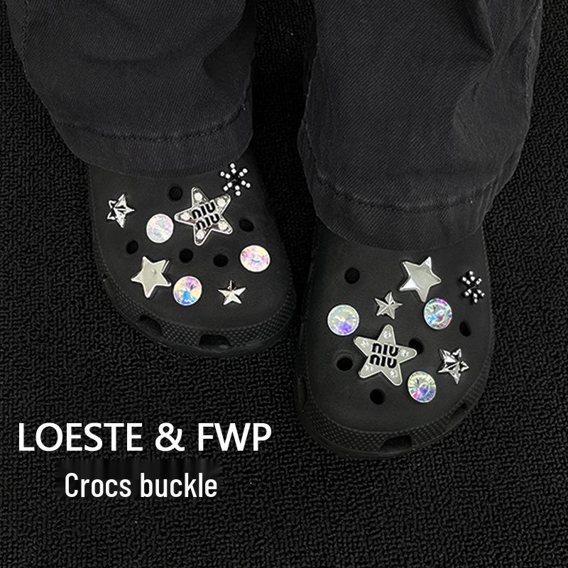 Croc Accessories: DIY Barbie Pink Y2K Emo Shoe Charms with Dark Butterfly Heart Design