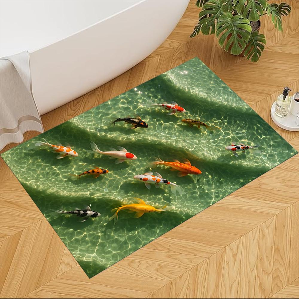 Koi-Fische und Kirschblüten Rutschfester Heimteppich Design für Wohnzimmer Schlafzimmer Büro Dekor Geschenk mit Lebendigem Muster und Bequem