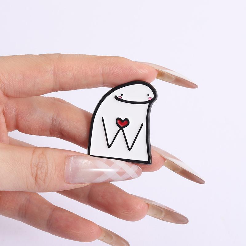 Flork Meme Emaille-Pins Lustige Einfache Strichmännchen-Broschen Anstecknadeln Cartoon Tier Katzen Schmuck Geschenk für Familie Freunde