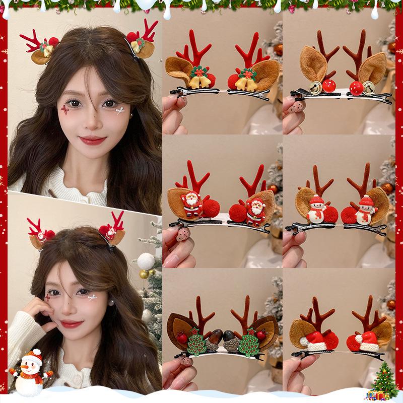 2025 Red Little Bear Christmas Headband with Bow – Women’s Festive Hair Clip