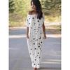 European beautiful women's 2026 summer comfortable printed long dress casual short sleeve round neck knitted dress with pocket
