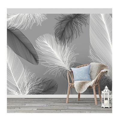 Nordischer Stil Schwarz-Weiß Feder Wandbild Tapete 3D Abstrakte Kunst Wohnzimmer Schlafzimmer Heimdekoration Wandpapiere