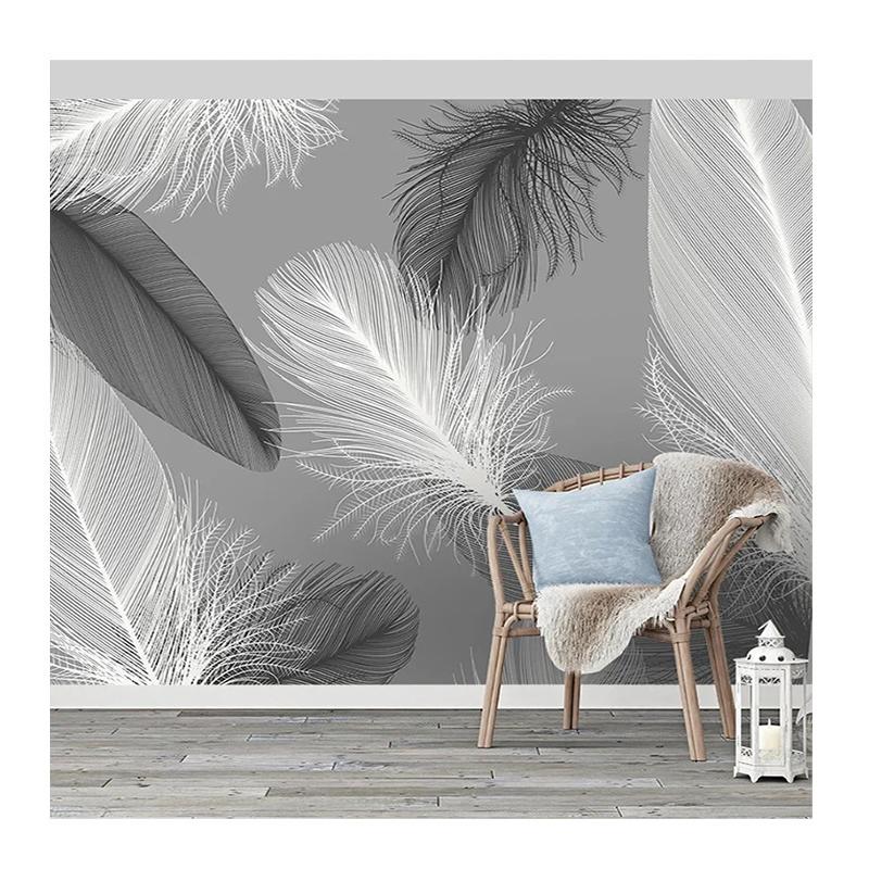 

Nordic Style Black And White Feather Mural Wallpaper 3d Abstract Art Living Room Bedroom Home Decor Wall Papers 200 cm(W) x 140 cm(H)