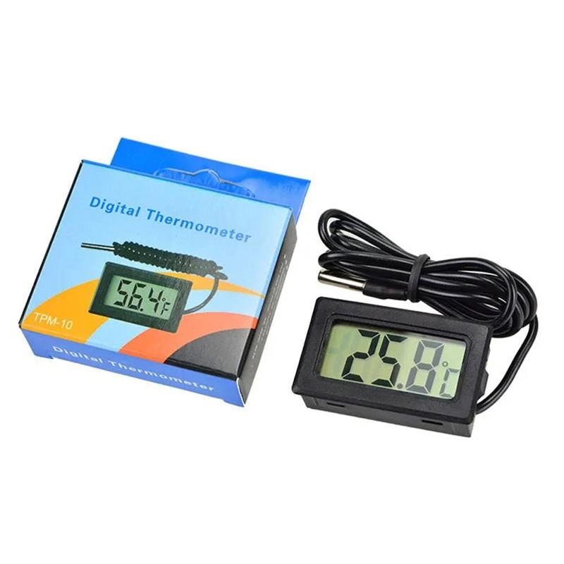 Miniaturowy termometr cyfrowy LCD z wodoodporną sondą do użytku wewnątrz i na zewnątrz, wygodny czujnik temperatury do lodówki, lodówki, akwarium