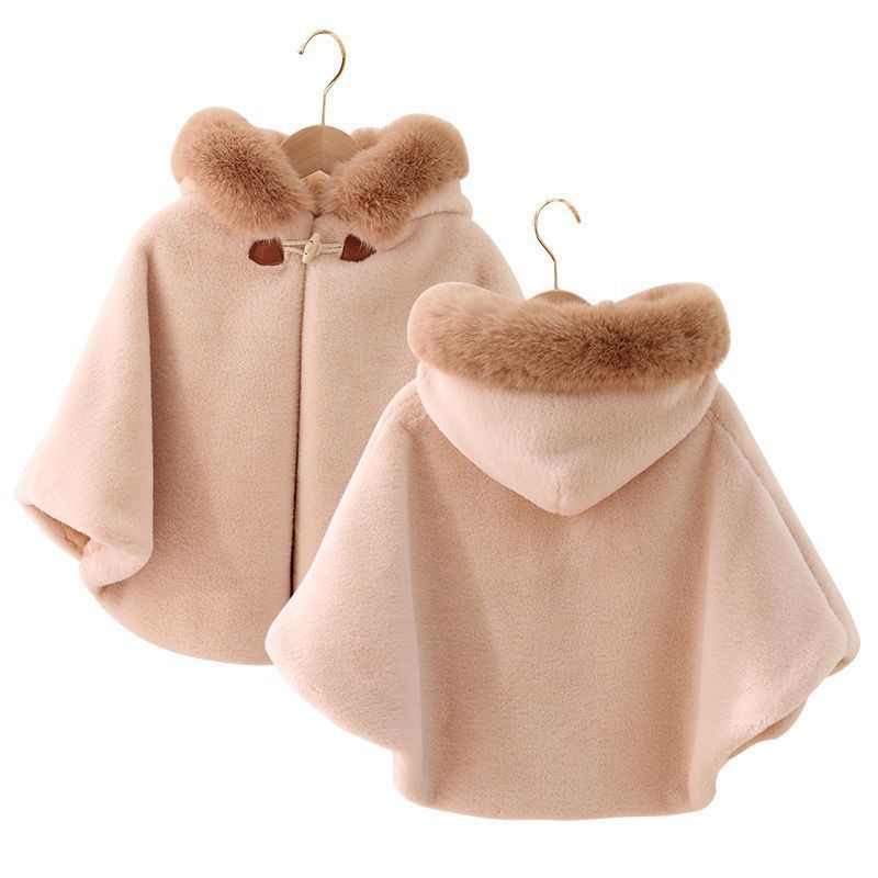 Baby Girl Cloak Faux Fur Winter Infant Toddler Child Princess Hooded Cape Fur Collar Baby Outwear Top Warm Clothes 1-7 Years Old