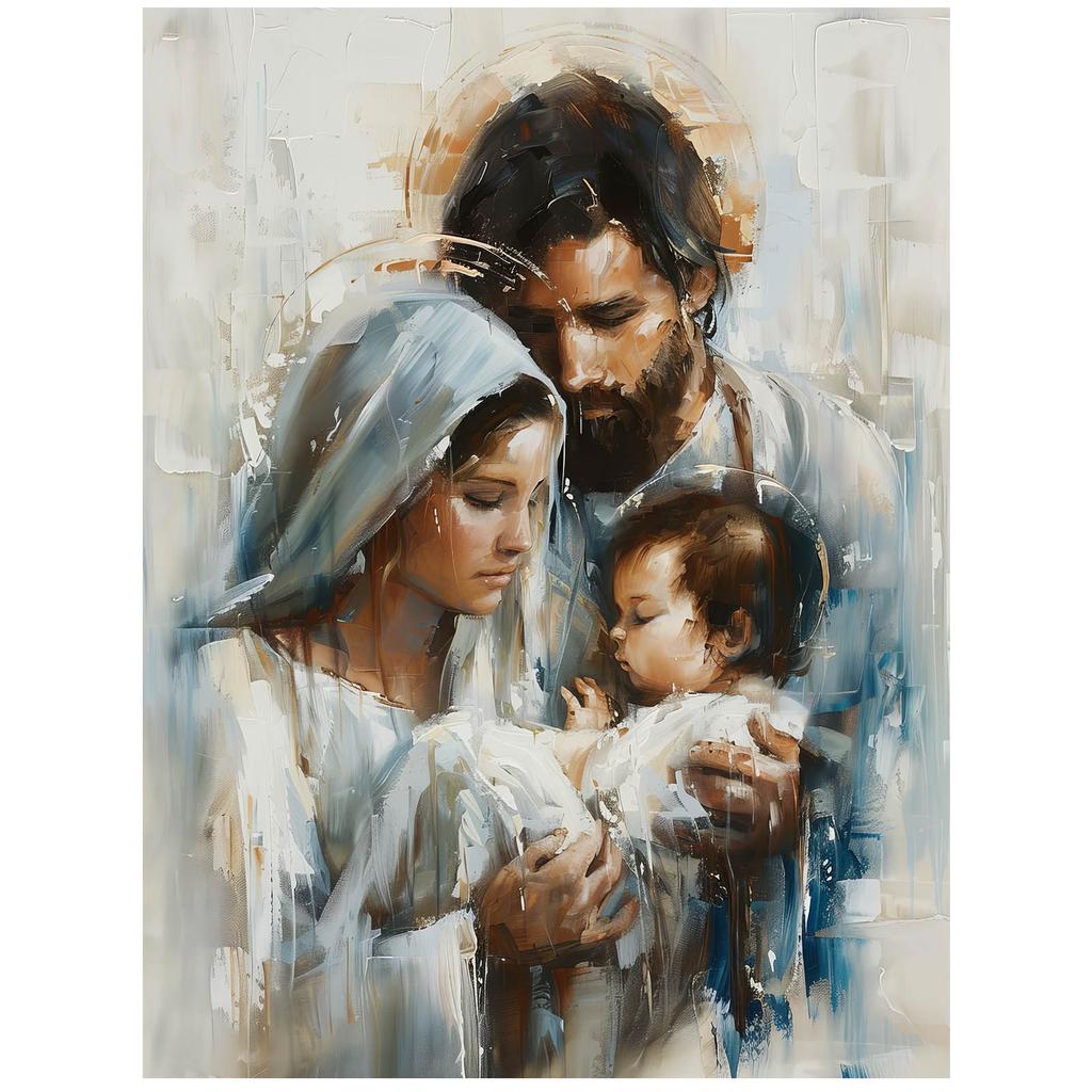 Holy Family - Miracle of Christmas Holy Family - Miracle of Christmas, 50X70 Cm, Wooden Frame Light Oak, Matte Paper 230 Gsm